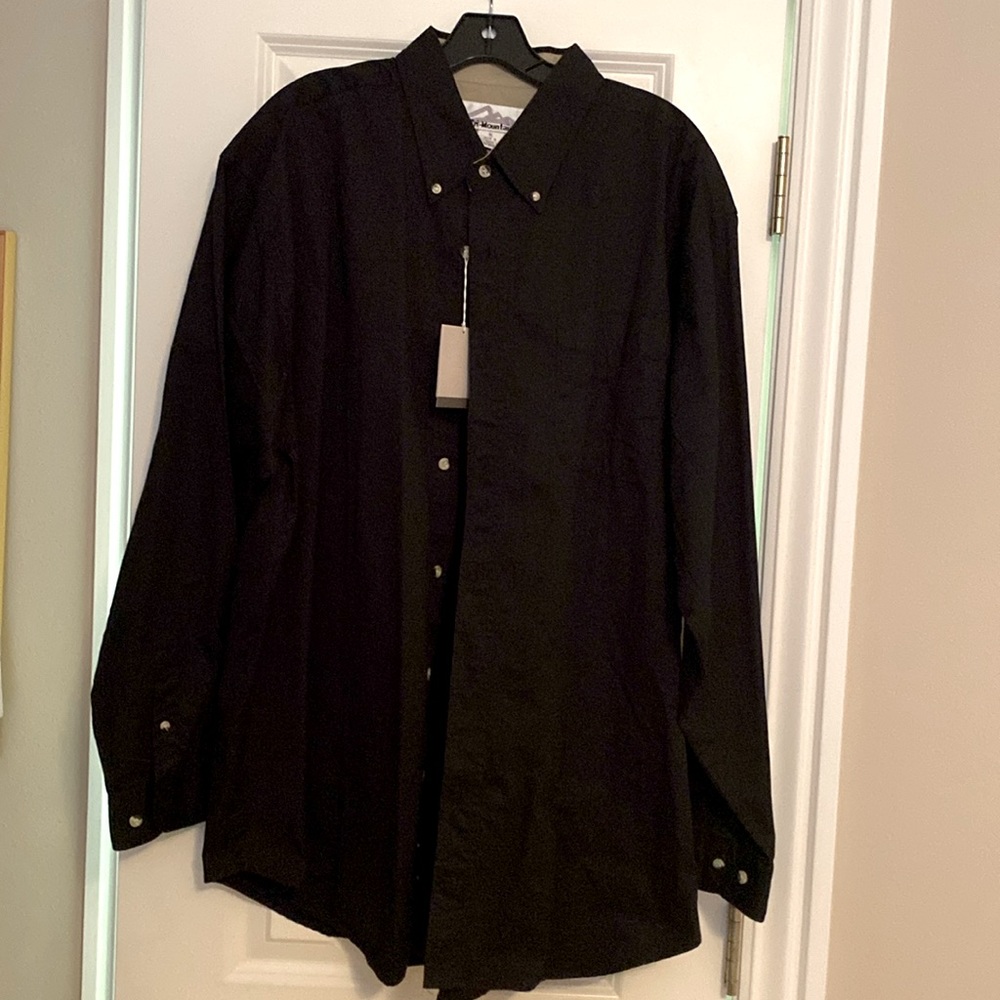 Tri-Mountain Men’s Long Sleeve Black Button Down Shirt, XL